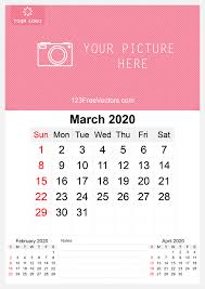 2020 March Wall Calendar Template Free