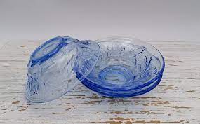 Set Of 3 Blue Glass Bowls Small Blue