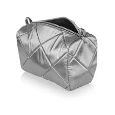 silver quilt silk cosmetic bag