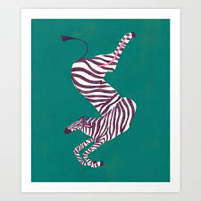 Zig Zag Zebra On Phthalo Green Ii Art