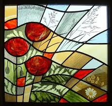 Stain Glass Poppies Stained Glass Art