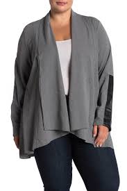 Joan Vass Shawl Collar Faux Leather Trim Jacket Plus Size Nordstrom Rack