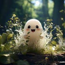 photo of cute ghost in the forest