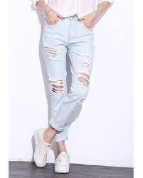 Linsdenim Fashion Jeans Vintage Holes Knee Ripped Jeans