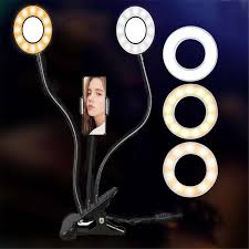 Dual Head Selfie Ring Light With Socialite Flexible Arm Phone Holder Clamp Mount For Desk Bed Youtube Video Live Steam Broadcas Desk Lamps Aliexpress