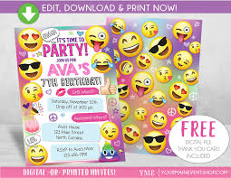 Emoji Invitations Printable Free Emoji Party Birthday Invitation