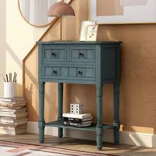 Navy Rectangle Wood Console Table