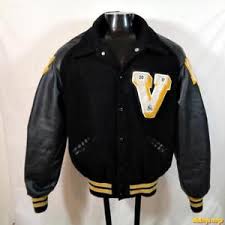 Details About Neff Varsity Wool Vinyl School Letterman Jacket Mens Size L Black School