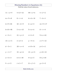 Math Worksheet Algebra Worksheets