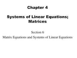 Chapter 4 Systems Of Linear Equations
