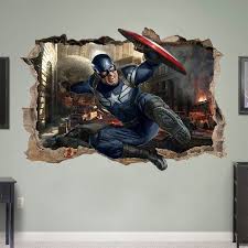 Captain America 3d Wall Sticker Smashed