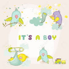 Newborn Cute Parrot Set For Baby Shower Or Baby Arrival Cards