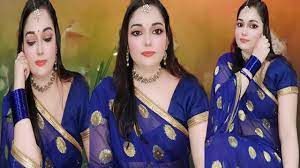 makeup look in blue saree easy saree