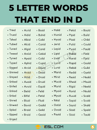 808 common 5 letter words that end in d