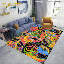 3d hippie eyes rug trippy mushroom rug
