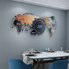 Electronic World Map Digital Wall Clock