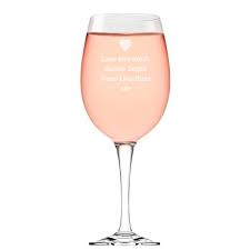 Engraved Wine Glass Heart Message
