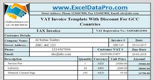 Download Gcc Vat Invoice Template With Discount Exceldatapro
