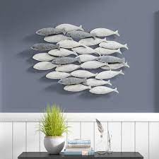 Gray And White Metal Fish Wall Decor