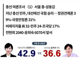 서울 중성동갑, 전현희 43% Vs 윤희숙 34% [매경·Mbn 여론조사] : 네이트 뉴스