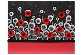 Red And Black Wall Art Poppy Flower