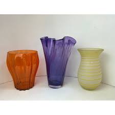 3x Large Coloured Glass Vases
