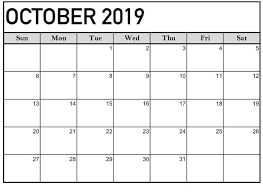 October 2019 Calendar Blank Templates Print Calendar