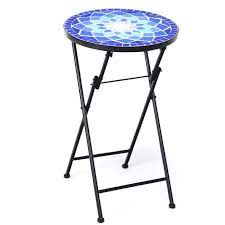 Folding Mosaic Side Table With Ceramic