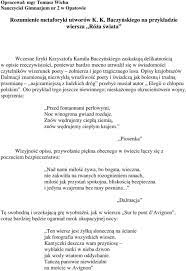 Rozumienie metaforyki utworów K. K. Baczyńskiego na przykładzie wiersza  Róża świata - PDF Darmowe pobieranie