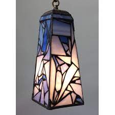 Blue Pendant Lamp In Stained Glass With