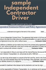 Collection of most popular forms in a given sphere. Sample Independent Contractor Driver Agreement Pdf Rental Agreement Templates Independent Contractor Contract Template