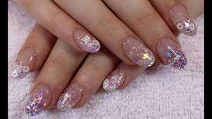 cute lilac glitter acrylic nails you