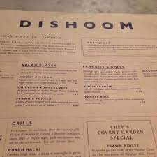 menu picture of dishoom covent garden