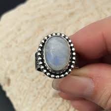 Rainbow Moonstone Ring Size 6 1/2 Leaf Pattern Wide Band | Rainbow moonstone  ring, Moonstone ring, Ring size