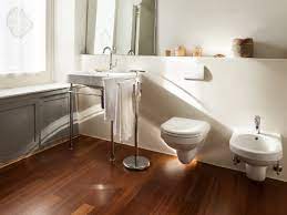 hardwood flooring in a bathroom