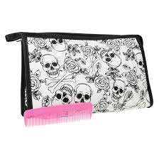 skulls roses makeup bag with comb