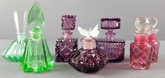 vintage colored glass perfume bottles
