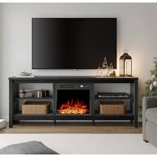 Wampat Fireplace Tv Stand For 80 Inch Tv Entertainment Center Farmhouse Electric Fire Place Wood Tv Console Table Cabinet With 4 Storages For Living