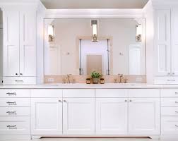 A raised double vanity, like this one in a bathroom by abbott moon via decorpad, opens the floor space to a gorgeous chocolate brown hardwood floor. Double Vanity Bathroom Ideas