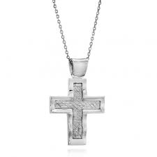gold cross necklace k14 white gold