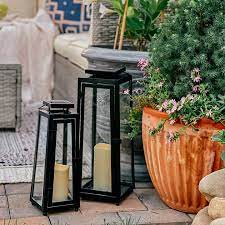 Quincy Black Large Solar Lantern With