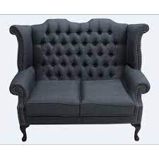 queen anne high back wing sofa