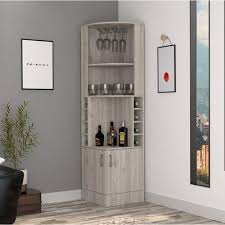 2 Door Corner Bar Cabinet With 8 Bottle