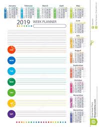 2019 Colorful Week Planner Stock Vector Illustration Of Personal