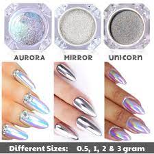 unicorn aurora mirror nail chrome