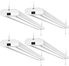 4 Pack 4ft Led Shop Light Linkable Utility Shop Lights 42w 5000k Daylight White Shop Light For Garages Workshops Basements Hanging Or Flushmount With Power Cord And Pull Chain Etl Amazon Com
