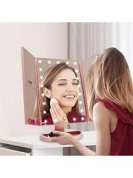 rose gold 21 led 3 folded makeup mirror