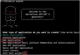 creating asp net 5 web application with