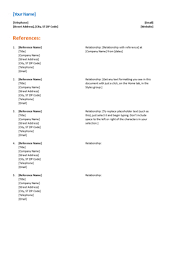 Personal Reference Template character reference template for     Update Resume Format Standard Resume Format      Cv Making Format Resume References  Template Google Docs Resume Standard Resume Format     