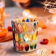 Mosaic Tea Light Holder Colorful Glass